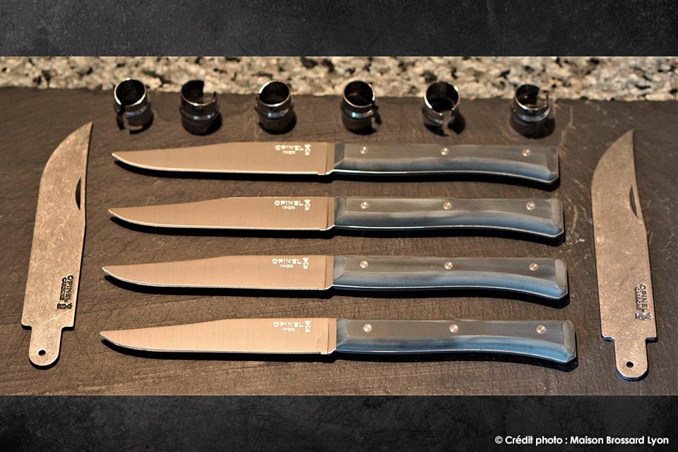 Opinel France Coffret de 4 couteaux de table Le Facette ardoise compatible lave vaisselle